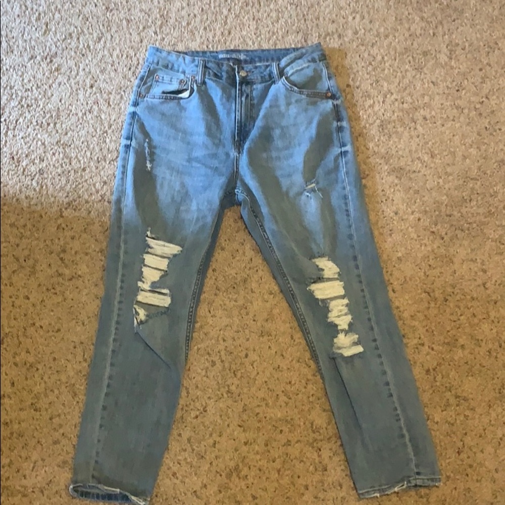 High waisted ripped mom jeans